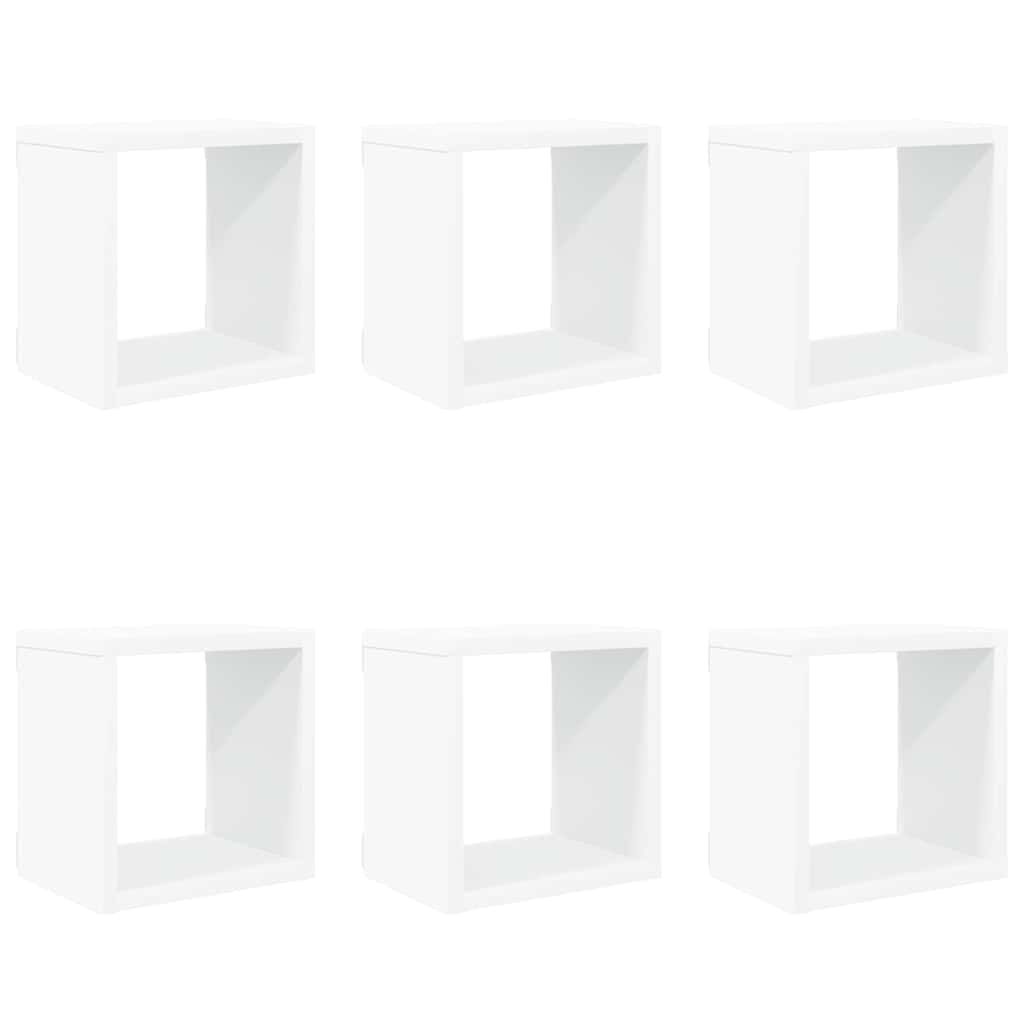 Wall Cube Shelves 6 pcs White 22x15x22 cm
