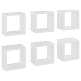 Wall Cube Shelves 6 pcs White 22x15x22 cm - Front View