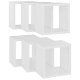 Wall Cube Shelves 6 pcs White 22x15x22 cm - 45-Degree Angle