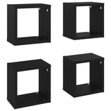 Wall Cube Shelves 4 pcs Black 22x15x22 cm - Front View
