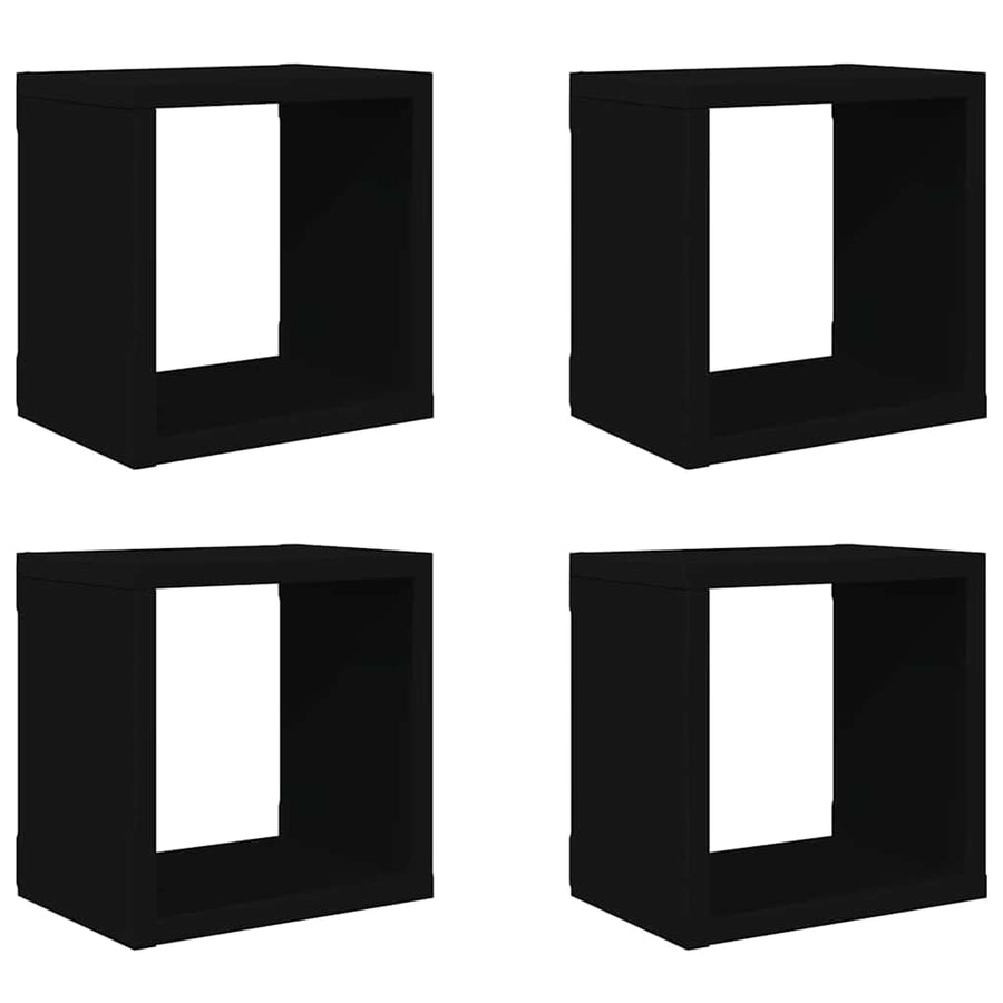 Wall Cube Shelves 4 pcs Black 22x15x22 cm
