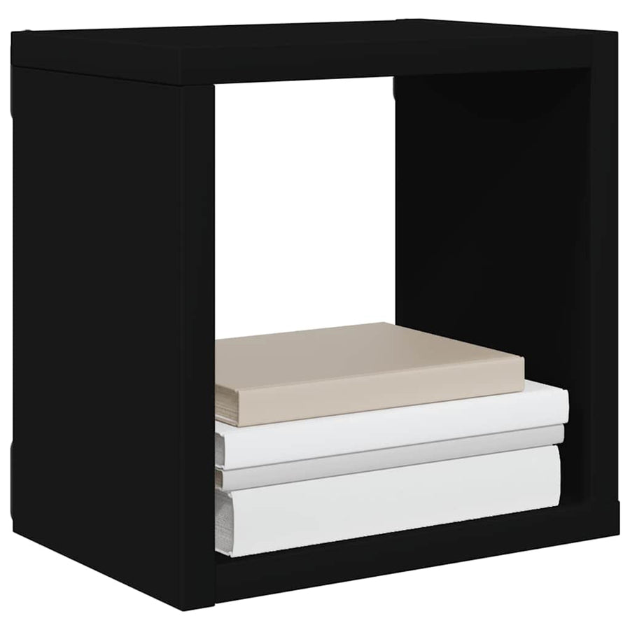 Wall Cube Shelves 4 pcs Black 22x15x22 cm