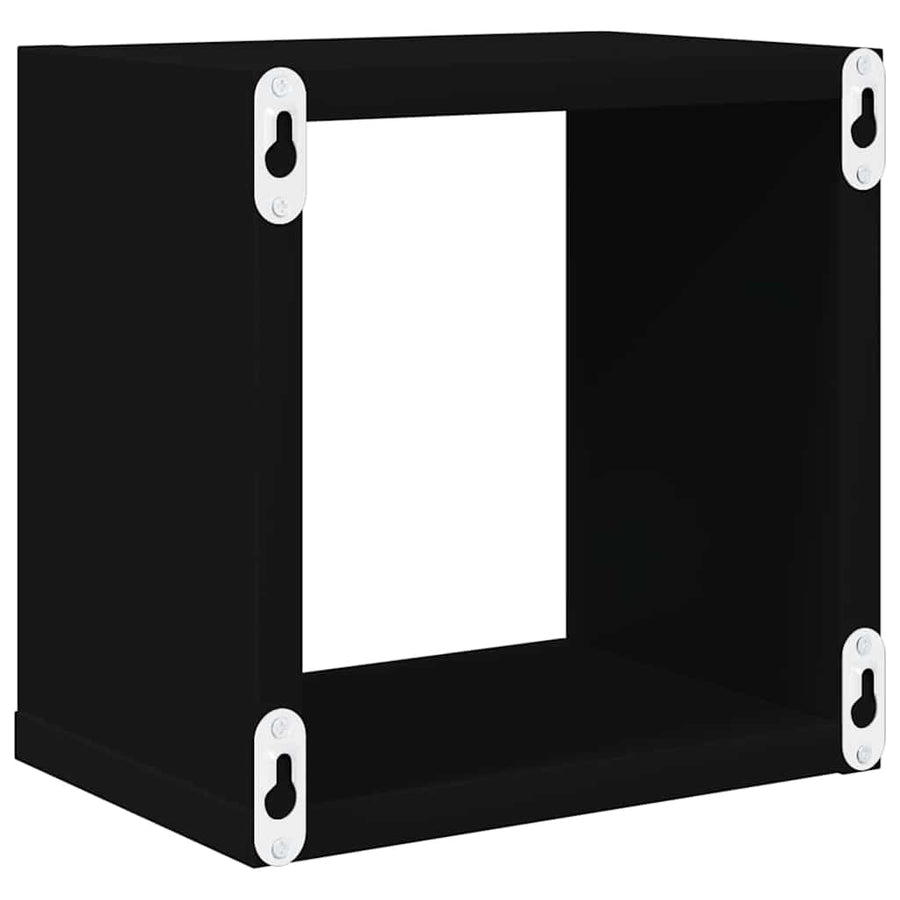 Wall Cube Shelves 4 pcs Black 22x15x22 cm
