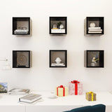 Wall Cube Shelves 6 pcs Black 22x15x22 cm - Side View