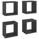 Wall Cube Shelves 4 pcs Grey 22x15x22 cm - Front View