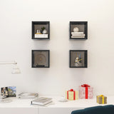 Wall Cube Shelves 4 pcs Grey 22x15x22 cm - Side View