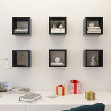 Wall Cube Shelves 6 pcs Grey 22x15x22 cm - Side View