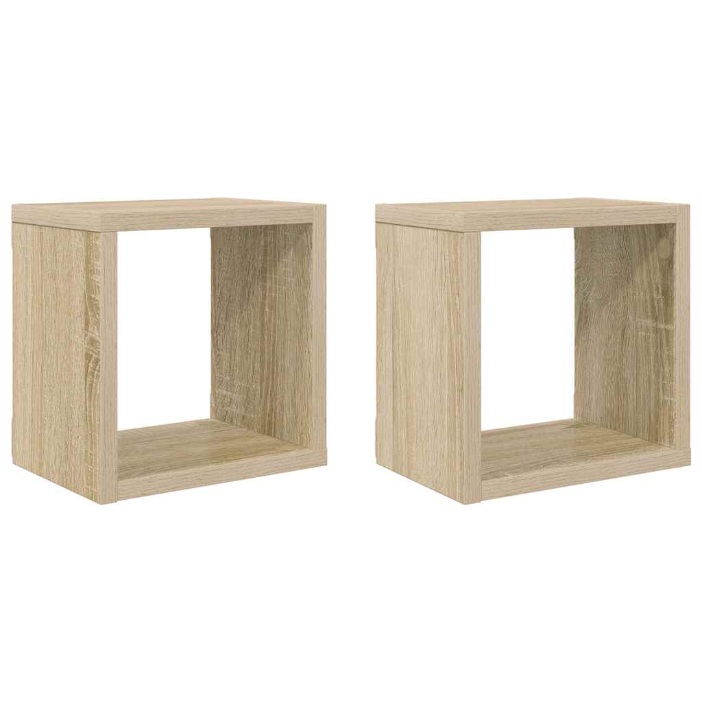 Wall Cube Shelves 2 pcs Sonoma Oak 22x15x22 cm
