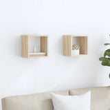 Wall Cube Shelves 2 pcs Sonoma Oak 22x15x22 cm - Side View
