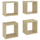 Wall Cube Shelves 4 pcs Sonoma Oak 22x15x22 cm - Front View