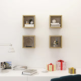 Wall Cube Shelves 4 pcs Sonoma Oak 22x15x22 cm - Side View
