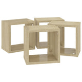 Wall Cube Shelves 4 pcs Sonoma Oak 22x15x22 cm - Rear View