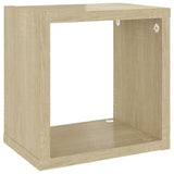 Wall Cube Shelves 4 pcs Sonoma Oak 22x15x22 cm - Close-Up Angle