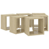 Wall Cube Shelves 6 pcs Sonoma Oak 22x15x22 cm - Rear View