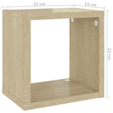 Wall Cube Shelves 6 pcs Sonoma Oak 22x15x22 cm - Extra Image