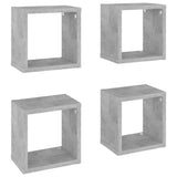 Wall Cube Shelves 4 pcs Concrete Grey 22x15x22 cm - Front View