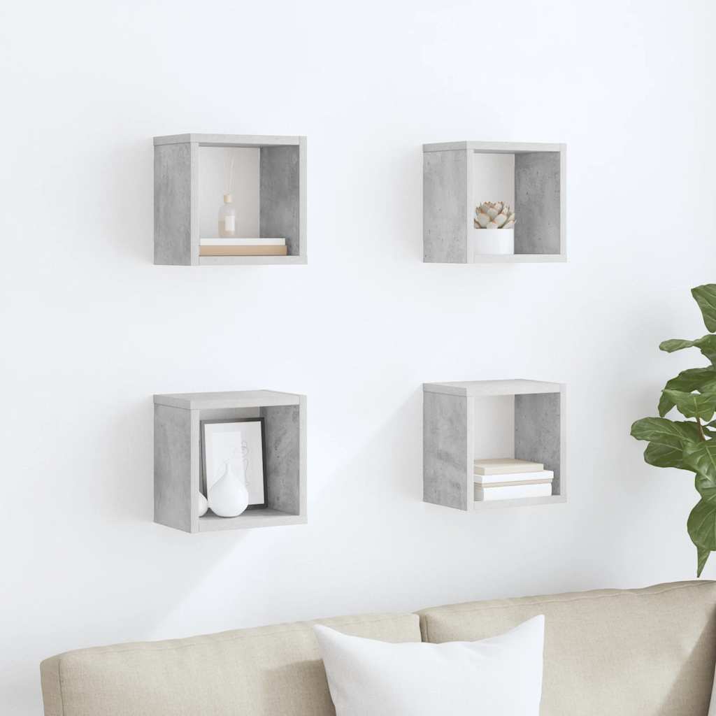 Wall Cube Shelves 4 pcs Concrete Grey 22x15x22 cm