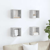 Wall Cube Shelves 4 pcs Concrete Grey 22x15x22 cm