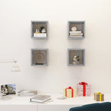 Wall Cube Shelves 4 pcs Concrete Grey 22x15x22 cm - Side View