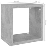 Wall Cube Shelves 4 pcs Concrete Grey 22x15x22 cm - Extra Image