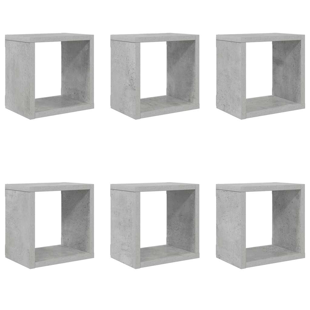 Wall Cube Shelves 6 pcs Concrete Grey 22x15x22 cm