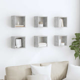 Wall Cube Shelves 6 pcs Concrete Grey 22x15x22 cm
