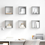 Wall Cube Shelves 6 pcs Concrete Grey 22x15x22 cm