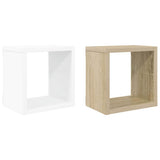 Wall Cube Shelves 2 pcs White and Sonoma Oak 22x15x22 cm