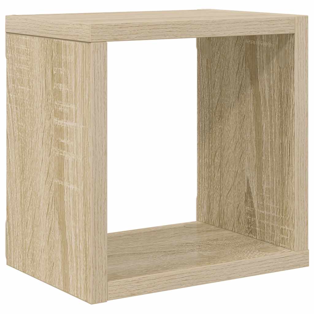 Wall Cube Shelves 2 pcs White and Sonoma Oak 22x15x22 cm