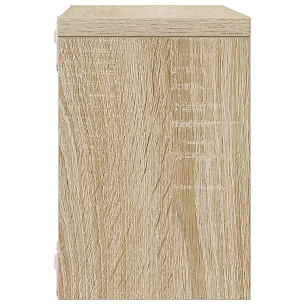 Wall Cube Shelves 2 pcs White and Sonoma Oak 22x15x22 cm