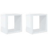 Wall Cube Shelves 2 pcs High Gloss White 22x15x22 cm