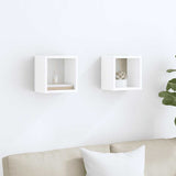 Wall Cube Shelves 2 pcs High Gloss White 22x15x22 cm