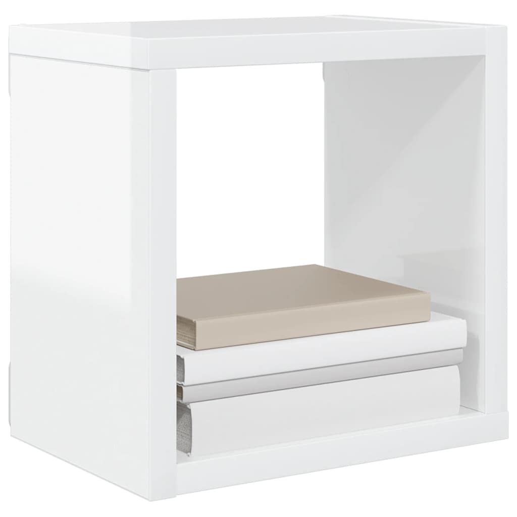 Wall Cube Shelves 2 pcs High Gloss White 22x15x22 cm