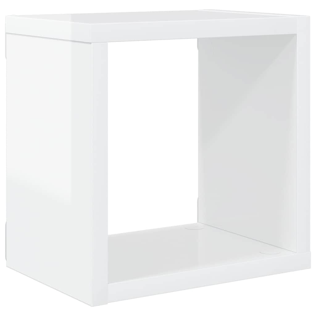 Wall Cube Shelves 2 pcs High Gloss White 22x15x22 cm