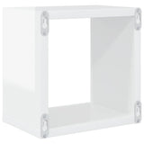 Wall Cube Shelves 2 pcs High Gloss White 22x15x22 cm