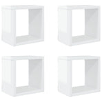 Wall Cube Shelves 4 pcs High Gloss White 22x15x22 cm