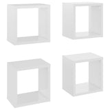 Wall Cube Shelves 4 pcs High Gloss White 22x15x22 cm - Front View