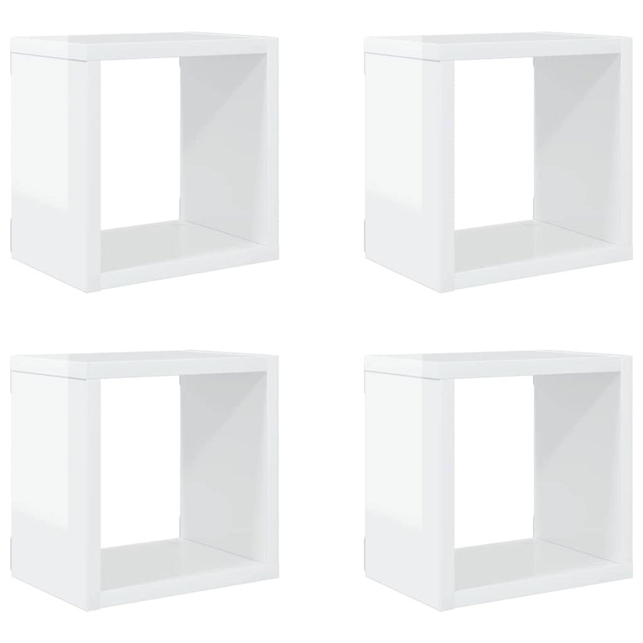 Wall Cube Shelves 4 pcs High Gloss White 22x15x22 cm