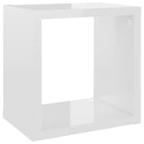 Wall Cube Shelves 4 pcs High Gloss White 22x15x22 cm - Close-Up Angle