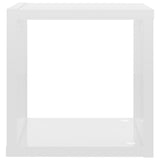 Wall Cube Shelves 4 pcs High Gloss White 22x15x22 cm - Low Angle