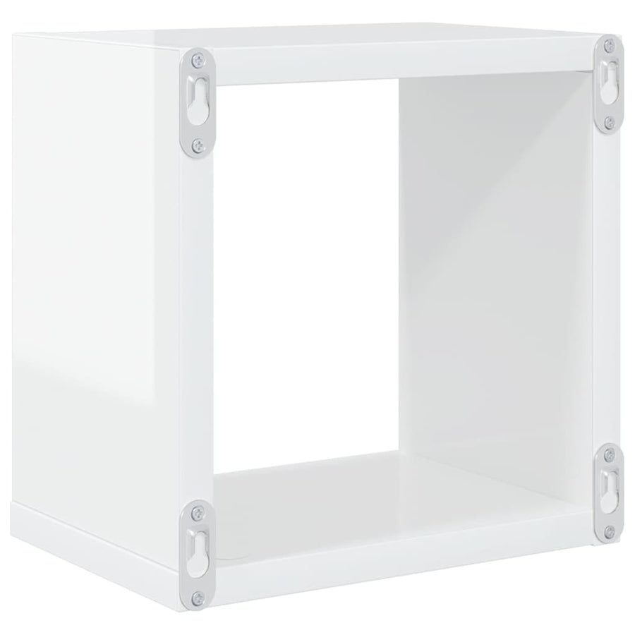Wall Cube Shelves 4 pcs High Gloss White 22x15x22 cm
