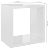 Wall Cube Shelves 4 pcs High Gloss White 22x15x22 cm - Extra Image
