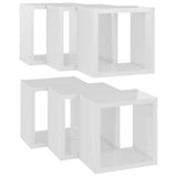 Wall Cube Shelves 6 pcs High Gloss White 22x15x22 cm - 45-Degree Angle