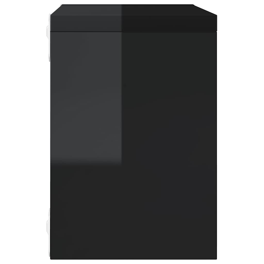 Wall Cube Shelves 2 pcs High Gloss Black 22x15x22 cm