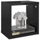 Wall Cube Shelves 4 pcs High Gloss Black 22x15x22 cm