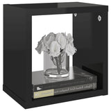 Wall Cube Shelves 4 pcs High Gloss Black 22x15x22 cm - Top-Down View