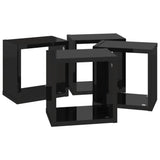Wall Cube Shelves 4 pcs High Gloss Black 22x15x22 cm - Rear View