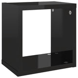 Wall Cube Shelves 4 pcs High Gloss Black 22x15x22 cm - Close-Up Angle