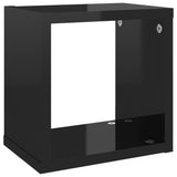 Wall Cube Shelves 6 pcs High Gloss Black 22x15x22 cm - Close-Up Angle