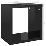 Wall Cube Shelves 6 pcs High Gloss Black 22x15x22 cm - Extra Image